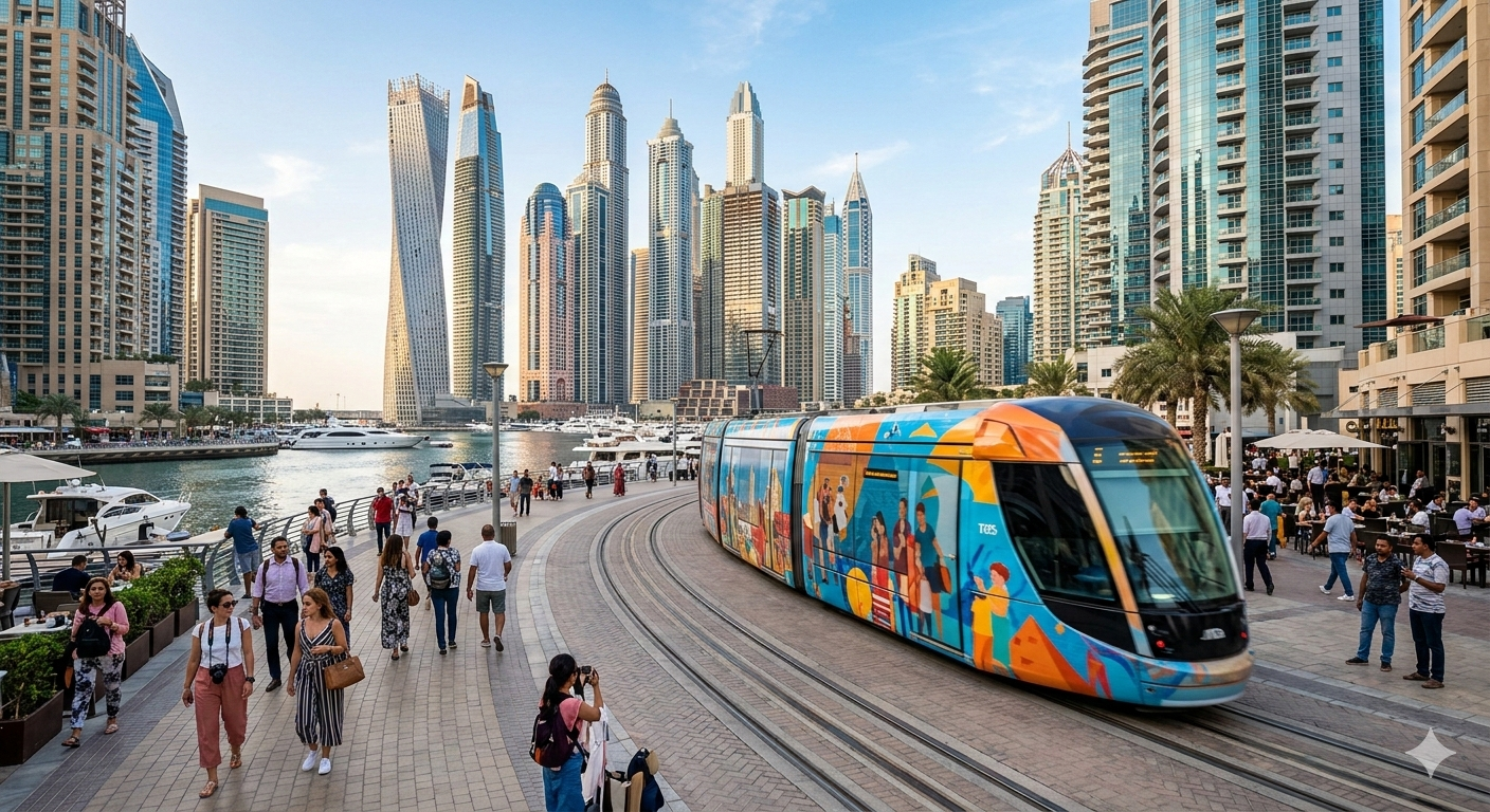 Tram Advertising Dubai Marina Reach Tourists & Residents